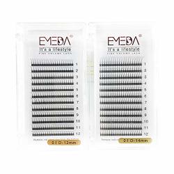 2 Packs 3D Volume Eyelash Extensions D Curl .10 12MM 14MM Premade Fans Russian Individual Cluster Eye Lashes W Pre Made Fanned Lash Extension Set By Emeda