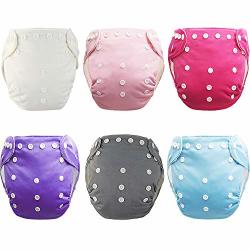 Bluesnail Baby Bamboo Cloth Pocket Diapers One Size Adjustable Washable Reusable 6 Pack Multi Pink