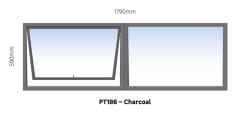 Top Hung Aluminium Window Charcoal PT186 1 Vent W1800MM X H600MM
