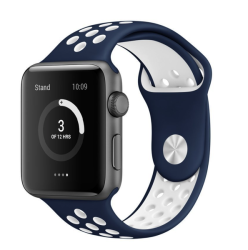 Silicone Sport Band For Apple Watch - Size 42MM In Navy And White