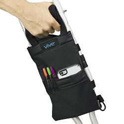 VIVE Crutch Bag - Pouch With Foam Hand Grip Pads - Tote For Broken Leg Crutches With Storage Pockets - Ergonomic Orthopedic Lightweight Carry