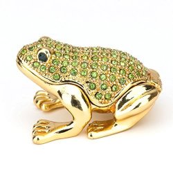 Lilly Rocket Collectible Box With Rhinestone Bejeweled Swarovski Crystals - Small Green Frog