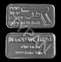 American 2nd Ammendment 1g .999 Pure Silver Bar + Free Coin