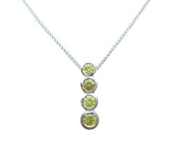 9CT White Gold Chain And Pendant - 0.49CT Natural Fancy Yellow Diamonds