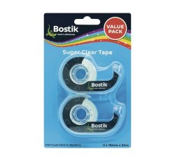 Bostik Super Clear Tape With Dispenser 2-PACK