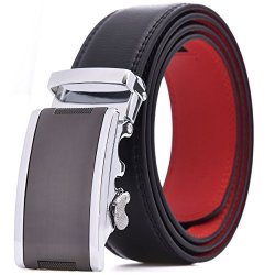 Leather Belts For Men Dress Ratchet Belt 1 3 8" Wide With Open Automatic Buckle Gift Box
