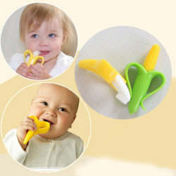 High Quality And Environmentally Safe Baby Teether Banana And Corn Silicone Training Ben... - Pink M