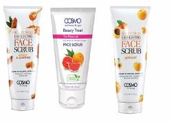 Pack Of 3 Assorted Wellness And Spa Beauty Treat Blend Of Natural Face Scrub 5.8 Oz Tube Fairness Glow brightens Skin Complexion reduces Pimple hydrates Skin Apricot