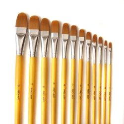Long Handle Synthetic Hair Filbert Brushes Yellow - Size 6