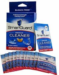 SmartGuard Premium Cleaner Crystals - 110 Cleanings - Removes Stain Plaque & Bad Odor From Dentures Clear Braces Mouth Guard Night Guard & Retainers.