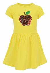 Unique Baby Girls Back To School Sequins Apple Dress Outfit 3T Yellow