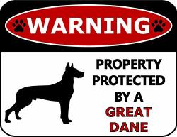 Top Shelf Novelties Warning Property Protected By A Great Dane Silhouette Laminated Dog Sign SP371 Includes Bonus I Love My Dog Decal