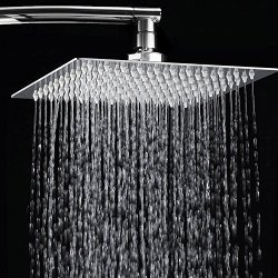12 Inch 2mm Thin Pressurized Rotatable Rainfall Showerhead Square Stainless Steel Top Spray Head