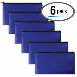 Blue Black Aquamarine 11 x 6 inches Money Bag Leatherette Security Bank Deposit Bags/Check Pouch/Utility Zipper Coin Bag