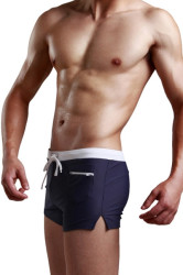 Men's Boxer Short Swimwear Brief H-lb60139 - M Navy 80%polyester+20%spandex