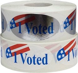 I Voted Stickers 2 X 1 Oval Shape Bulk Pack 2 Different Colors 500 Per Roll 1 000 Total Apparel Safe Adhesive Stickers