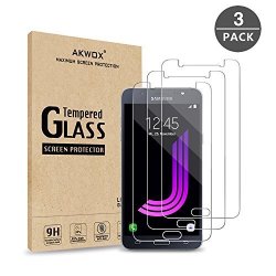 3-PACK Tempered Glass Screen Protector For Samsung Galaxy J7 2016 Version Akwox 0.3MM Ultra Thin 2.5D High Definition 9H Screen Protector For Galaxy J7 2016