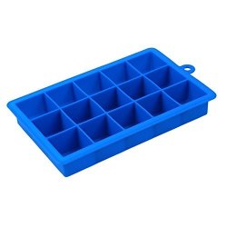Akoak Diy Creative Big Ice Cube Mold 15-SQUARE Shape Silicone Ice Tray Fruit Ice Cube Maker For Bar Kitchen Accessories Blue