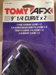 Tomy Afx 9" Curve Track 2 In A Blister Pack Ref 8623 Nos - Ho Scale