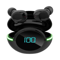 - Wireless Earbuds With LED Digital Display - Black