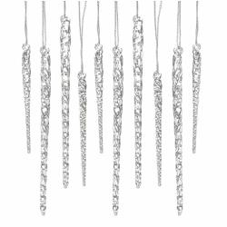 L'vow Clear Acrylic Icicle Snowflake Drop Ornaments Christmas Tree Decorations 6.6" Icicle 10PC