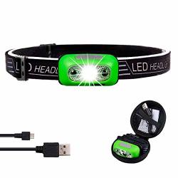 1.9OZ Ultra Lightweight Hands-free Cree LED Headlamp - Rechargeable 48 Hours 350 Lumens White Light Lamp IPX6 Rainproof With Portable Pouch Best Headlight For