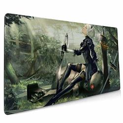 Nier Automata 2B Mouse Pad Rectangle Non-slip Rubber Electronic Sports Oversized Large Mousepad Gaming Dedicated For Laptop Computer & PC 15.8X35.4 Inch
