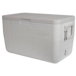 Marine Cooler By Coleman 48 Qt Features Uvguard Material Leak-resistant Channel Hinged Lid And Easy Carry Handles White Great For Outdoor