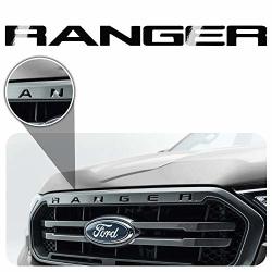 Bogar Tech Designs - Letter Inlay Overlay Decal Sticker Vinyl Letters For Front Hood Grille Compatible With Ford Ranger 2019 Gloss Black