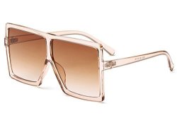 Square Grfisia Oversized Sunglasses For Women Flat Top Fashion Shades Clear Orange tea Lens