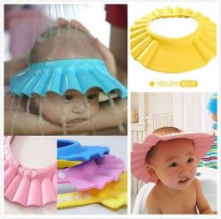Adjustable Toddler Kids Shampoo Bathing Shower Cap Hair Shield Direct Visor Caps - Blue