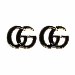 Chichi Women's Fashion Earrings Stainless Steel MINI Ear Stud Moden Style Letter Shape Inspired G-black