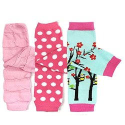 Bowbear Baby 3-PAIR Fun And Playtime Leg Warmers Pink Dots And Ruching Owls