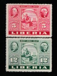 Liberia 1947 U.s. Postage Stamps Centenary & 87th Liberian Postal Issues Sg 657-8 Part Mint Set