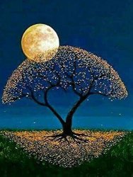 5D Diy Diamond Painting Kits For Adults Diamond Painting Full Drill Moon Tree Perfect Gift For Families Friends Cross Stitch Diy Craft 30X40CM 12X16INCH