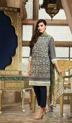 Indian Pakistani Dress Full Embroidery Designer 3pc Chiffon Suit With Chiffon Dupatta-- Unstiched