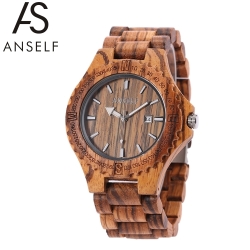 Anself High Quality Unique Lightweight Wooden Simple Luminous Wristwatch Trendy Analog Quartz Men Wa
