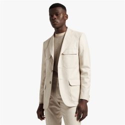 Men&apos S Slim Utility Plain Natural Suit Jacket