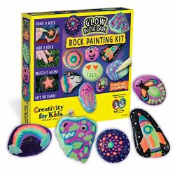 Creativity For Kids Glow In The Dark Rock Painting Kit - Paint 10 Rocks With Water Resistant Glow Paint - Crafts For Kids