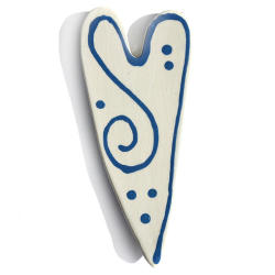 Large Heart Mosaic Insert - White With Blue Swirl
