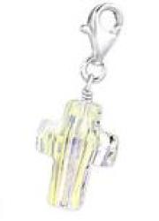 B37-28994 - 925 Sterling Silver Cross Swarovski Crystal Charm Dangle