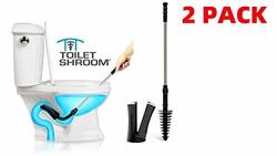Toiletshroom Revolutionary Plunger Squeegee Clog Remover Drain Cleaner Bathroom Toilet Dredge Tool Stainless Steel Handle With Caddy Holder Black Black 2-PACK