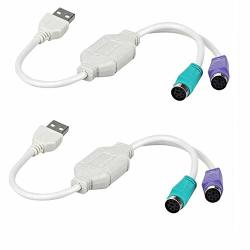 Lingyu USB To PS2 Adapter USB To PS2 Keyboard And Mouse Interface Adapter Cable 2 Pack