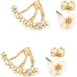 Za Elegant Cherry Blossom Earrings - Gold