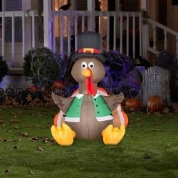 Outdoor Decor 3.5 Ft. Inflatable Lighted Happy Turkey