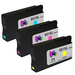 Ps Products Set Of 3 Color Remanufactured Ink Cartridge Replacements For Hp 951XL 951 Includes: 1 Cyan XL CN046AN 1 Magenta XL CN047AN