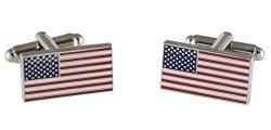 Official American Flag Cufflinks Silver