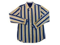 Polo - Men's Phillip Signature Stripe Blue yellow white Long Sleeve Shirt