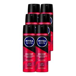 Nivea Men Deep 48H Fragrance Spray Deodorant - Achieve - 6 X 150ML