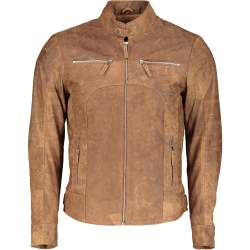 Classic Slim Fit Leather Jacket Rusty Brown - - XS